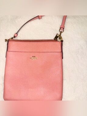 Coach Canvas Crossbody Bag Pink With Gold Hardware Including Long Strap